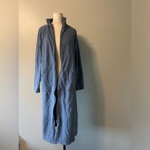 LL Bean zip up hoodie duster dress jacket blue XS
